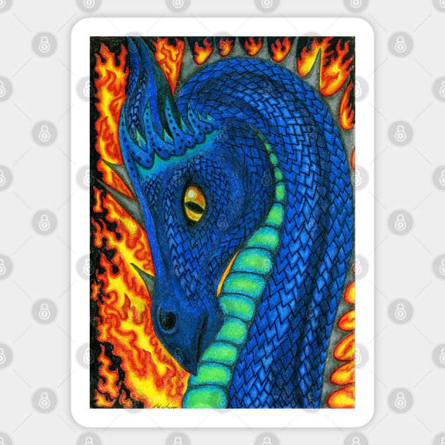 Blue Fire Dragon Sticker by MelanieJeyakkumar